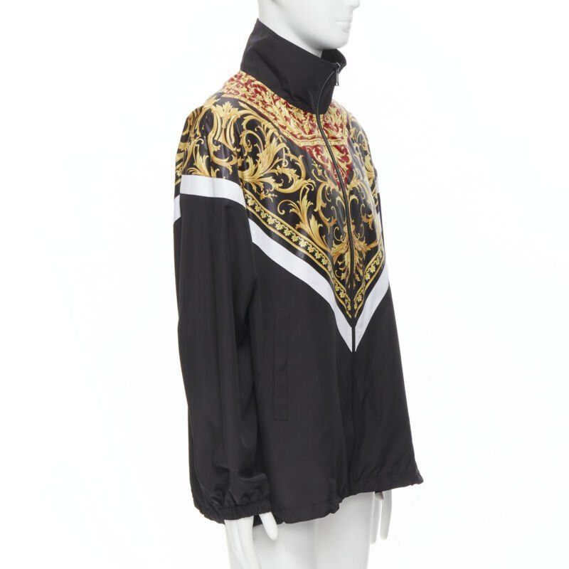 Versace VERSACE Le Pop Classique black red Barocco print nylon track jacket IT52 XL Size US XL / EU 56 / 4 - 4 Thumbnail