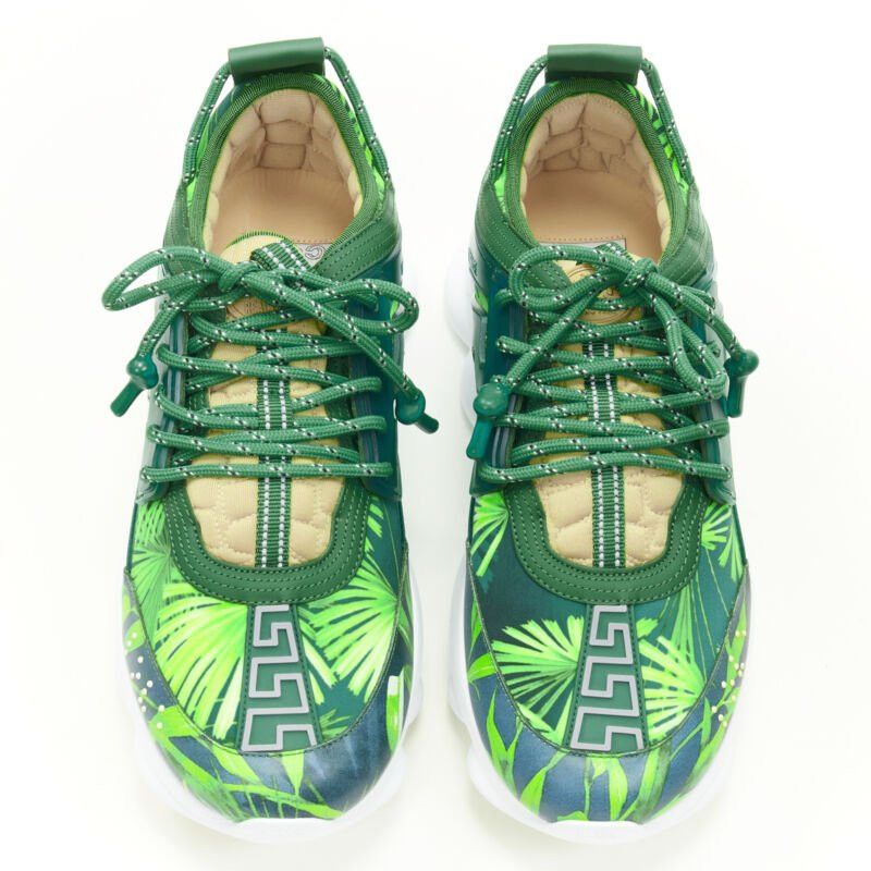 Versace new VERSACE Chain Reaction Jungle Print green chunky sole sneaker EU38 US8 Size US 8 / IT 38 - 3 Thumbnail