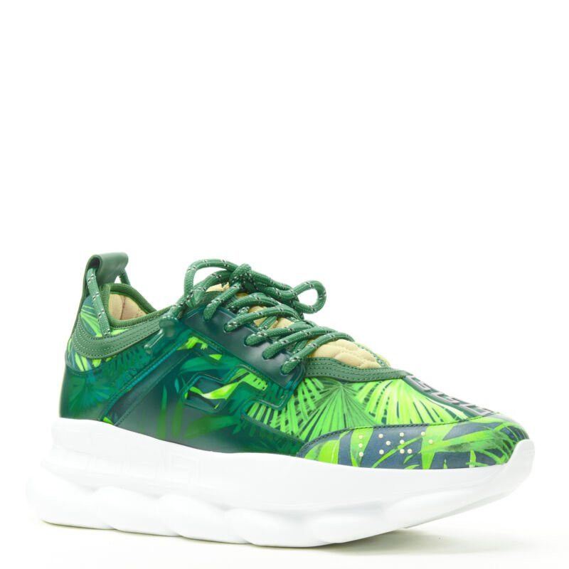 Versace new VERSACE Chain Reaction Jungle Print green chunky sole sneaker EU38 US8 Size US 8 / IT 38 - 2 Thumbnail