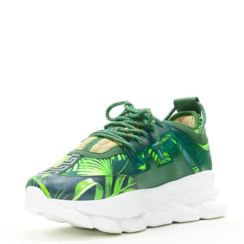 Versace new VERSACE Chain Reaction Jungle Print green chunky sole sneaker EU38 US8 Size US 8 / IT 38 - 4 Thumbnail