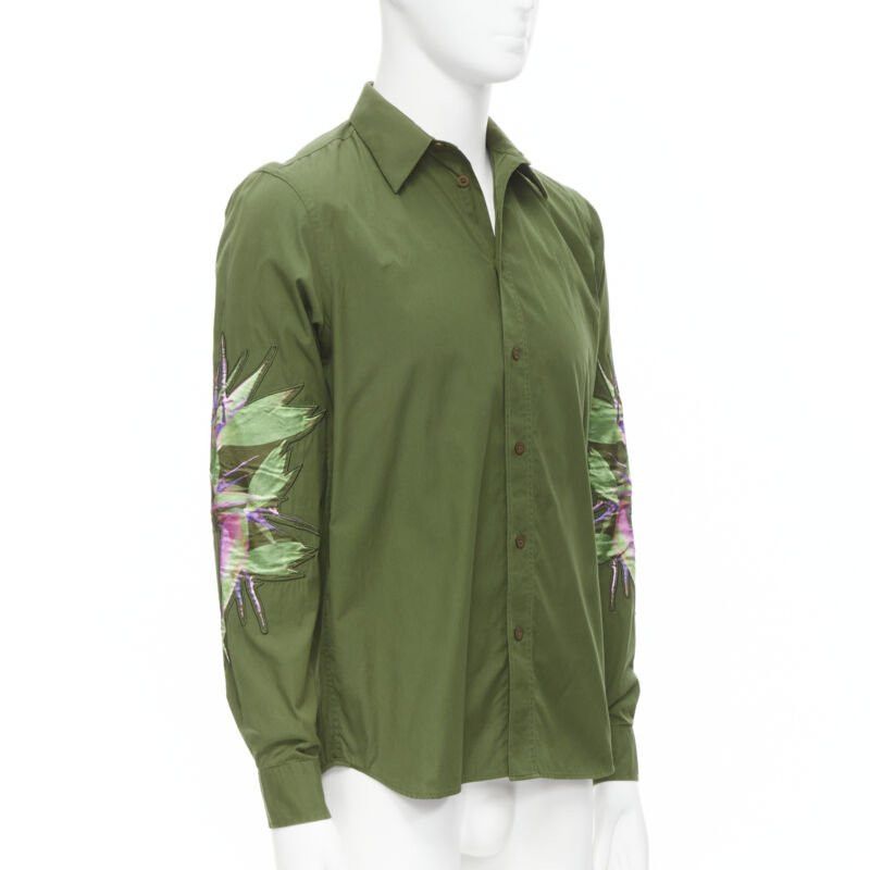 Givenchy GIVENCHY Tisci 2012 green cotton Birds of Paradise patch sleeve shirt S Size US S / EU 44-46 / 1 - 3 Thumbnail
