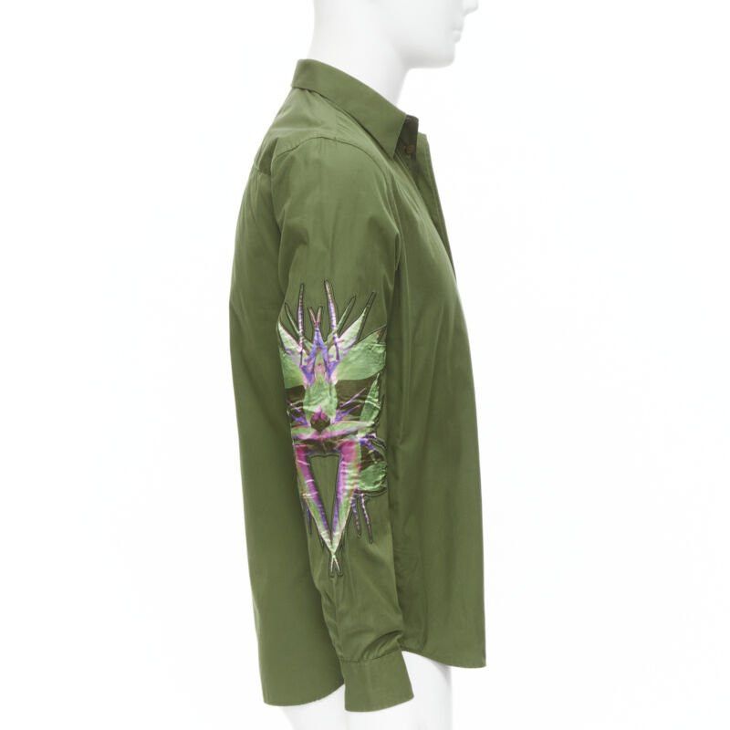 Givenchy GIVENCHY Tisci 2012 green cotton Birds of Paradise patch sleeve shirt S Size US S / EU 44-46 / 1 - 4 Thumbnail