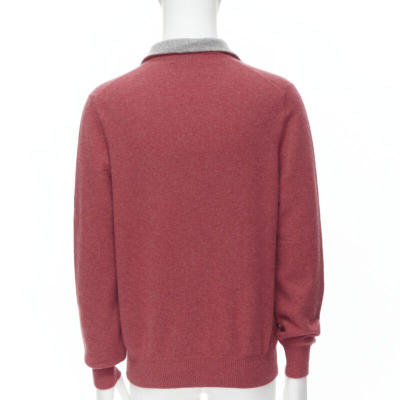 Brunello Cucinelli BRUNELLO CUCINELLI 100% cashmere grey collar half zip pullover sweater EU52 XL Size US XL / EU 56 / 4 - 5 Thumbnail