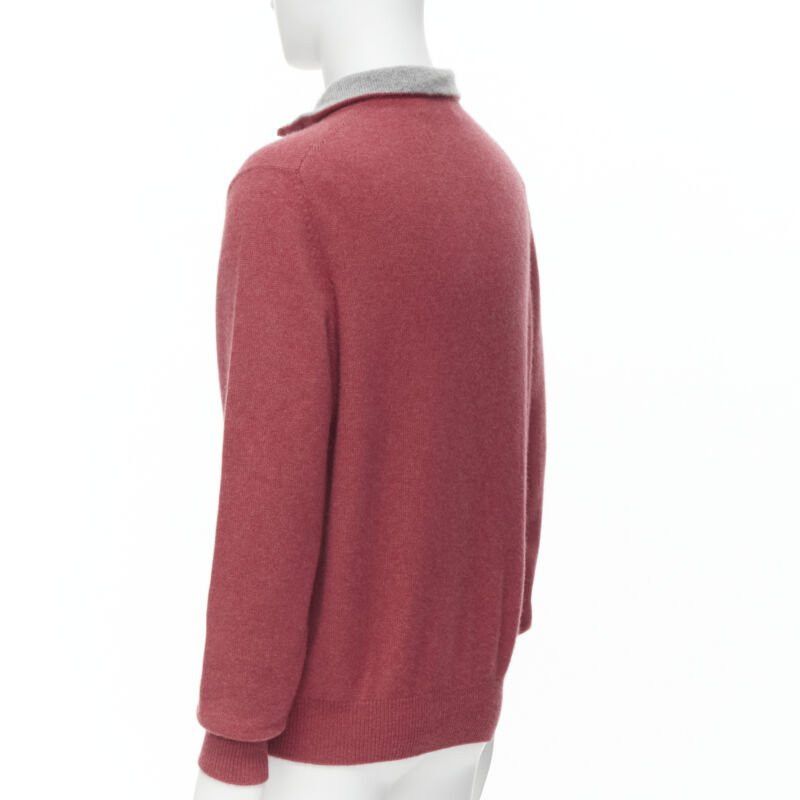 Brunello Cucinelli BRUNELLO CUCINELLI 100% cashmere grey collar half zip pullover sweater EU52 XL Size US XL / EU 56 / 4 - 6 Thumbnail