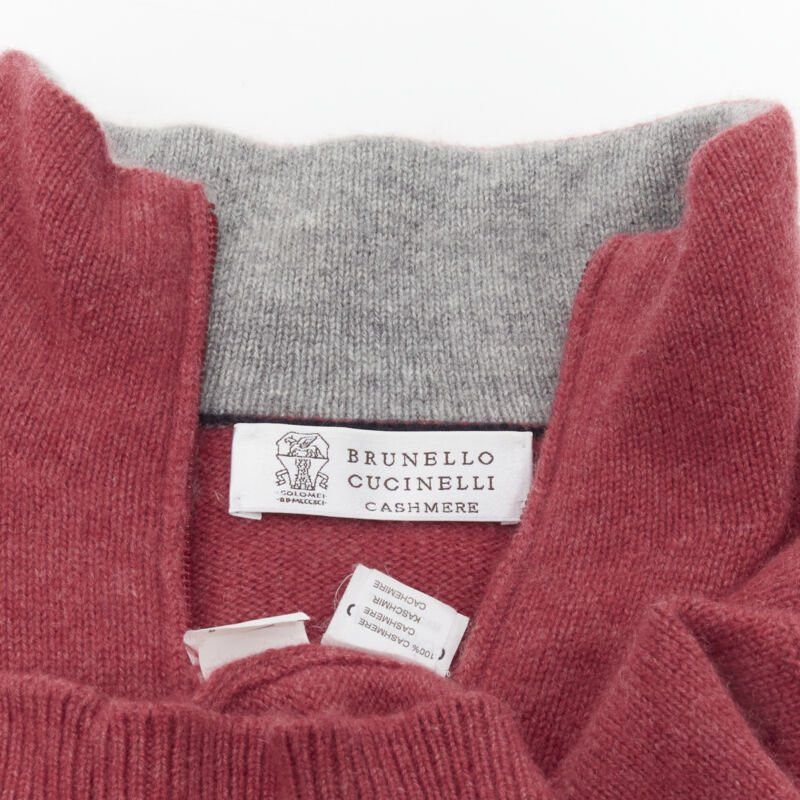 Brunello Cucinelli BRUNELLO CUCINELLI 100% cashmere grey collar half zip pullover sweater EU52 XL Size US XL / EU 56 / 4 - 9 Thumbnail