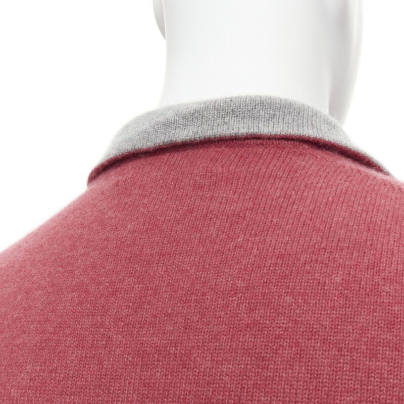 Brunello Cucinelli BRUNELLO CUCINELLI 100% cashmere grey collar half zip pullover sweater EU52 XL Size US XL / EU 56 / 4 - 7 Thumbnail