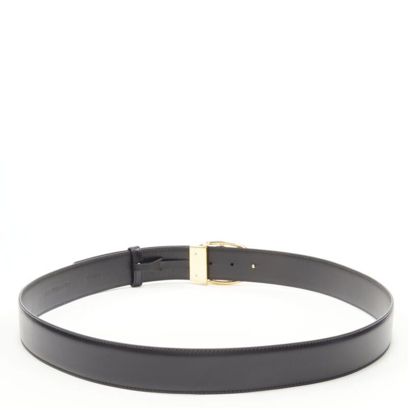 Versace new VERSACE La Medusa Insignia gold oval buckle black leather belt 110cm 42-46" Size ONE SIZE - 4 Thumbnail