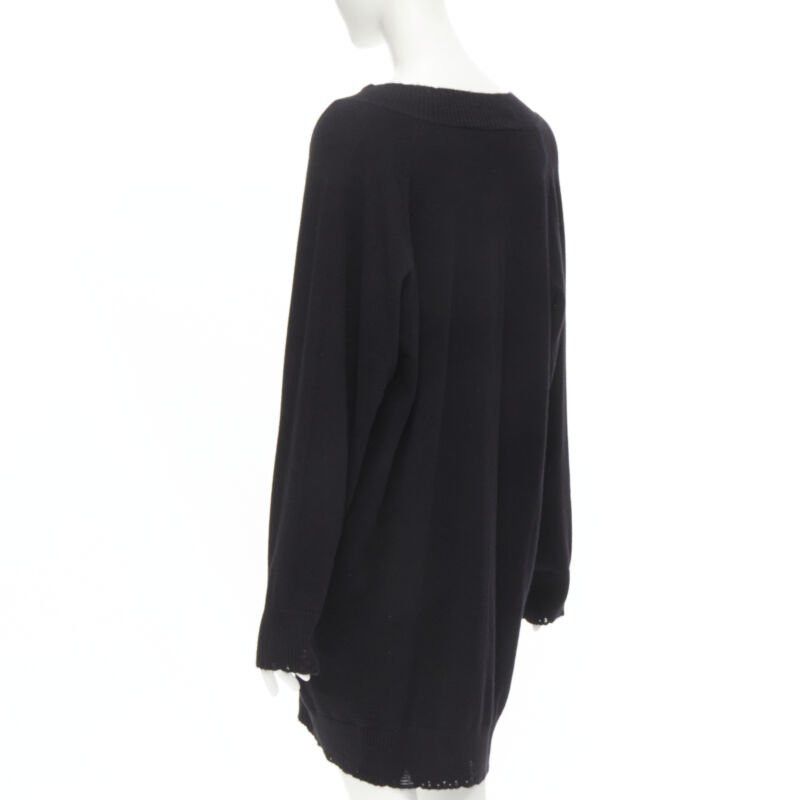 Versace new VERSACE 95% cashmere wool punk gold Medusa safety pin distressed dress IT44 Size M / US 6-8 / IT 42-44 - 6 Thumbnail
