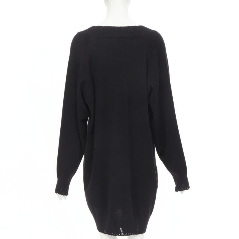 Versace new VERSACE 95% cashmere wool punk gold Medusa safety pin distressed dress IT44 Size M / US 6-8 / IT 42-44 - 5 Thumbnail