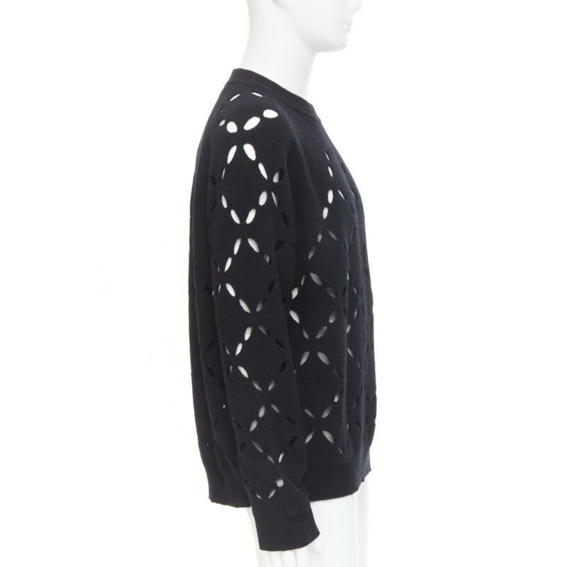 Versace VERSACE 100% wool black diamond cut out Medusa stud sweater EU52 XL Size US XL / EU 56 / 4 - 4 Thumbnail