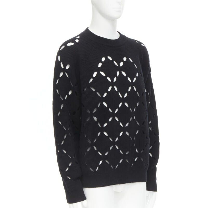 Versace VERSACE 100% wool black diamond cut out Medusa stud sweater EU52 XL Size US XL / EU 56 / 4 - 3 Thumbnail
