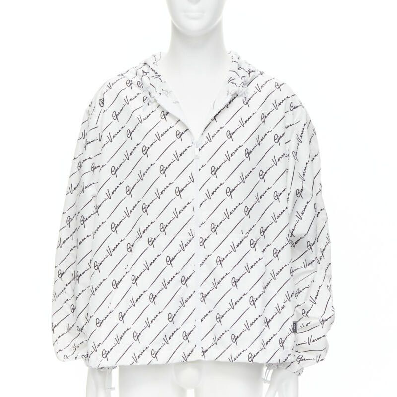 Versace new VERSACE Gianni Signature white black nylon hooded windbreaker jacket IT46 S Size US S / EU 44-46 / 1 - 3 Thumbnail