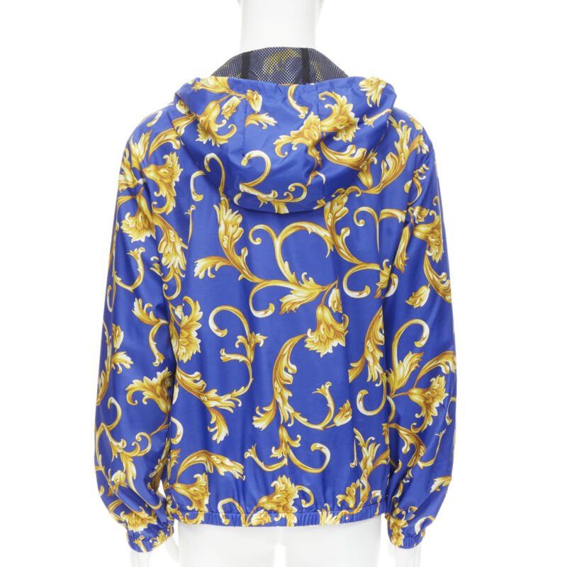 Versace VERSACE blue gold Barocco Istante print nylon windbreaker jacket IT52 XL Size US XL / EU 56 / 4 - 5 Thumbnail