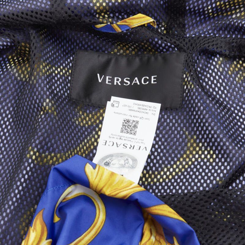 Versace VERSACE blue gold Barocco Istante print nylon windbreaker jacket IT52 XL Size US XL / EU 56 / 4 - 9 Thumbnail
