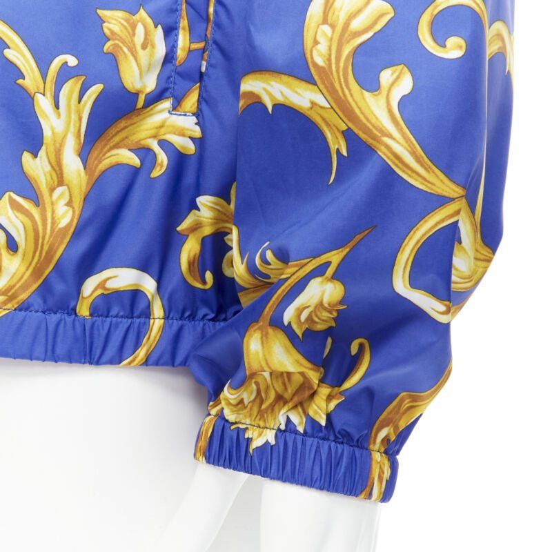 Versace VERSACE blue gold Barocco Istante print nylon windbreaker jacket IT52 XL Size US XL / EU 56 / 4 - 8 Thumbnail