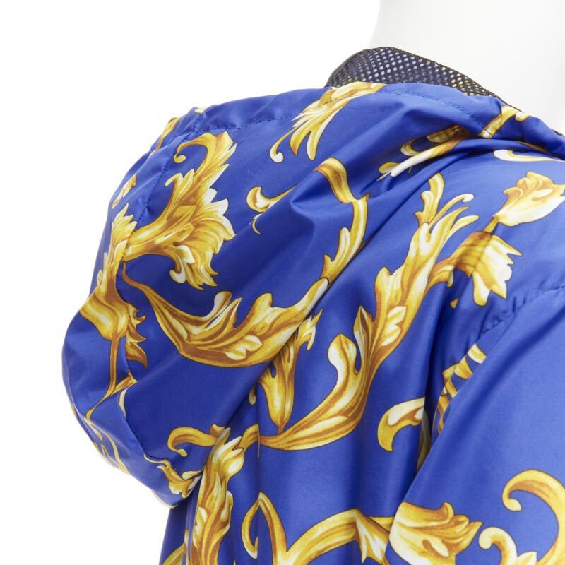 Versace VERSACE blue gold Barocco Istante print nylon windbreaker jacket IT52 XL Size US XL / EU 56 / 4 - 7 Thumbnail