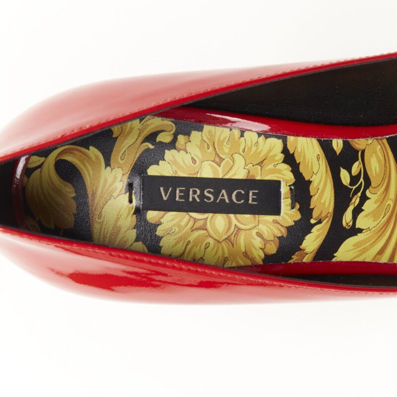 Versace new VERSACE red patent gold Medusa stud Barocco Hibiscus sole pump EU37.5 US7.5 Size US 7.5 / IT 37.5 - 10 Thumbnail