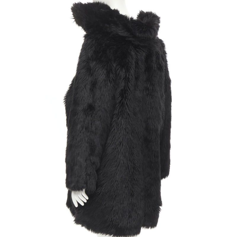 Balenciaga runway BALENCIAGA Demna 2019 Runway black faux fur Swing off shoulder coat FR34 Size S / US 4 / IT 40 - 6 Thumbnail