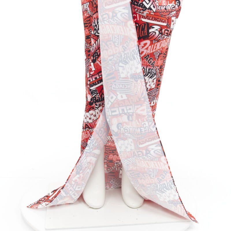 Balenciaga new BALENCIAGA Demna 2019 Runway red logo print wrap tie maxi skirt FR36 S Size 26" / US 2 / IT 38 - 8 Thumbnail