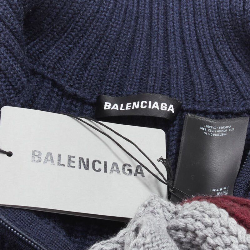 new BALENCIAGA 2019 Runway 3 layered cable knit distressed oversized sweater XS