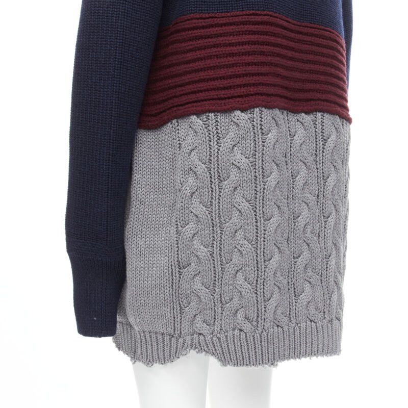 new BALENCIAGA 2019 Runway 3 layered cable knit distressed oversized sweater XS