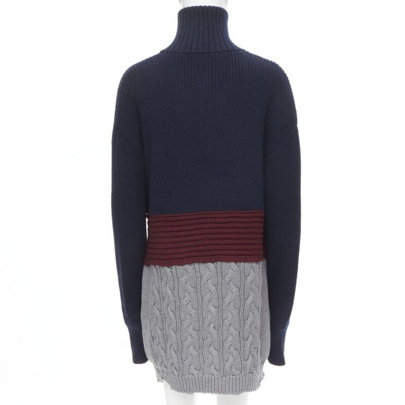 new BALENCIAGA 2019 Runway 3 layered cable knit distressed oversized sweater XS