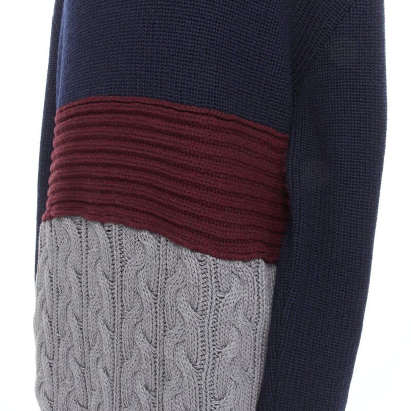 new BALENCIAGA 2019 Runway 3 layered cable knit distressed oversized sweater XS