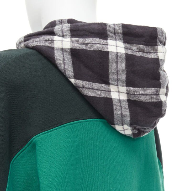 Balenciaga new BALENCIAGA Demna green black striped patchwork checked hoodie sweater M Size US M / EU 48-50 / 2 - 8 Thumbnail