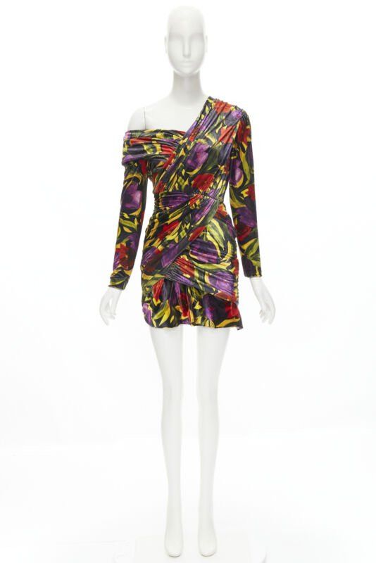 Balenciaga BALENCIAGA 2019 Runway Demna floral velvet wrap draped mini dress FR36 S Size S / US 4 / IT 40 - 10 Thumbnail