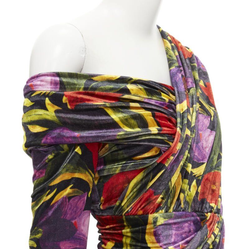 Balenciaga BALENCIAGA 2019 Runway Demna floral velvet wrap draped mini dress FR36 S Size S / US 4 / IT 40 - 2 Thumbnail
