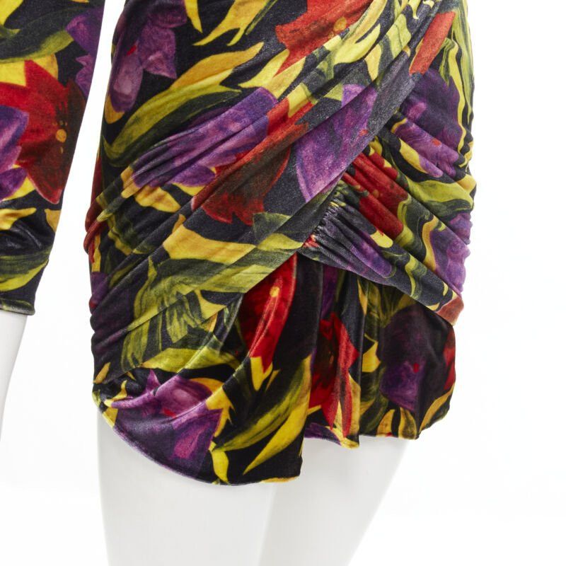Balenciaga BALENCIAGA 2019 Runway Demna floral velvet wrap draped mini dress FR36 S Size S / US 4 / IT 40 - 8 Thumbnail