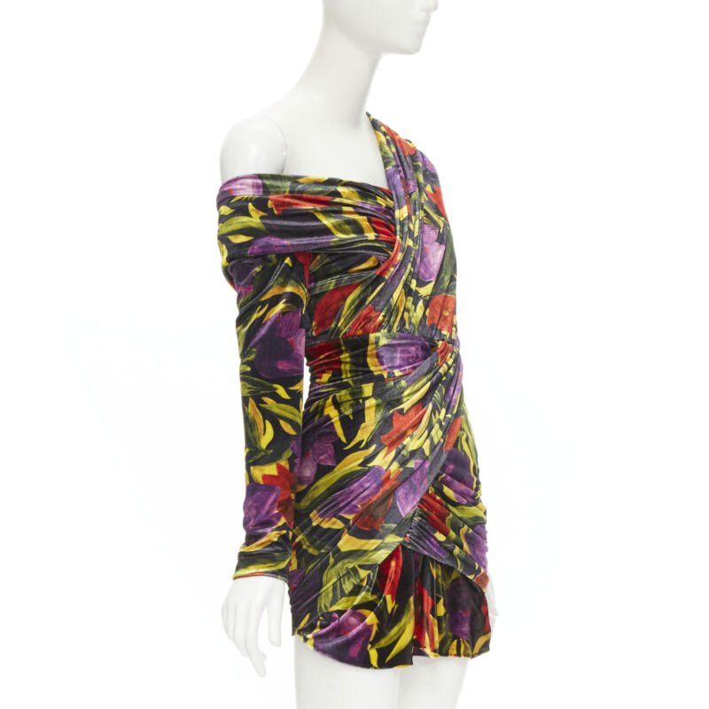 Balenciaga BALENCIAGA 2019 Runway Demna floral velvet wrap draped mini dress FR36 S Size S / US 4 / IT 40 - 3 Thumbnail