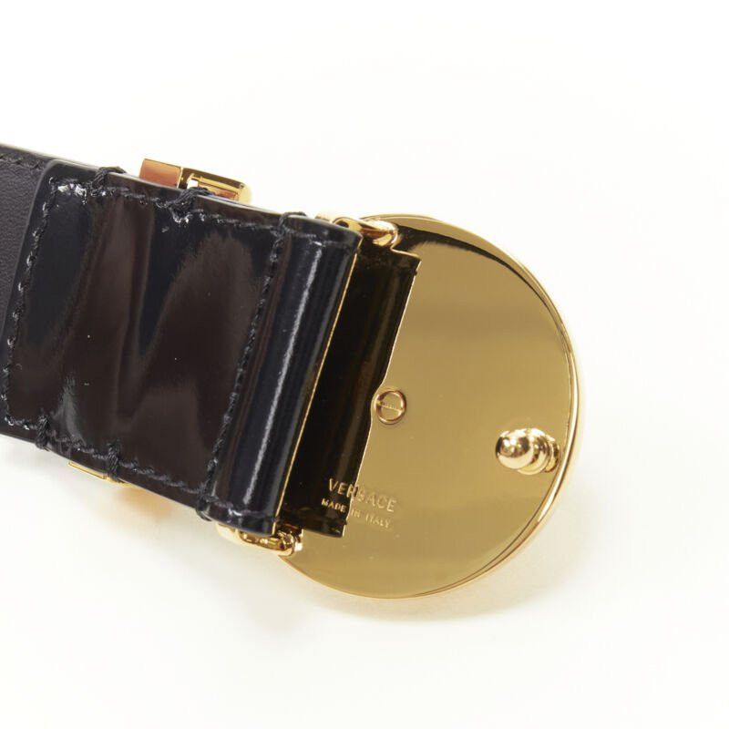 Versace VERSACE Medusa Biggie crystal gold Medallion coin leather belt 115cm 44-48" Size 44 - 7 Thumbnail