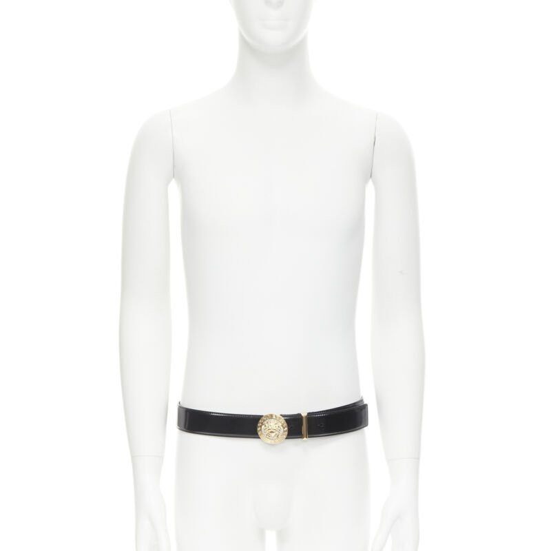 Versace VERSACE Medusa Biggie crystal gold Medallion coin leather belt 115cm 44-48" Size 44 - 2 Thumbnail