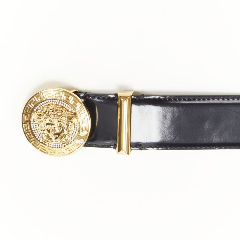 Versace VERSACE Medusa Biggie crystal gold Medallion coin leather belt 115cm 44-48" Size 44 - 5 Thumbnail