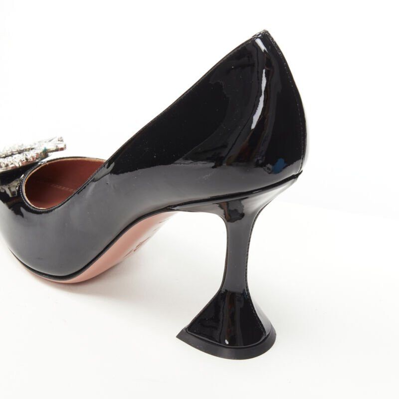 Amina Muaddi new AMINA MUADDI Begum black patent crystal buckle point toe pump EU37 Size US 7 / IT 37 - 8 Thumbnail