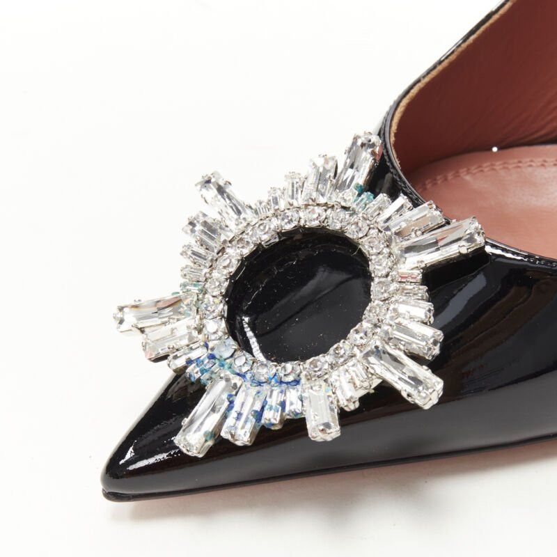 Amina Muaddi new AMINA MUADDI Begum black patent crystal buckle point toe pump EU37 Size US 7 / IT 37 - 7 Thumbnail
