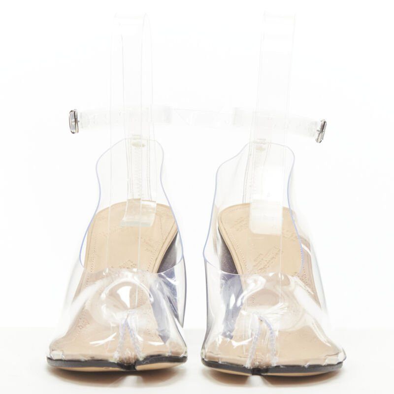 Maison Margiela new MAISON MARGIELA Tabi PVC transparent clear ankle strap cone heel pump EU36 Size US 6 / IT 36 - 3 Thumbnail