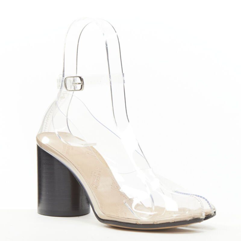 Maison Margiela new MAISON MARGIELA Tabi PVC transparent clear ankle strap cone heel pump EU36 Size US 6 / IT 36 - 2 Thumbnail