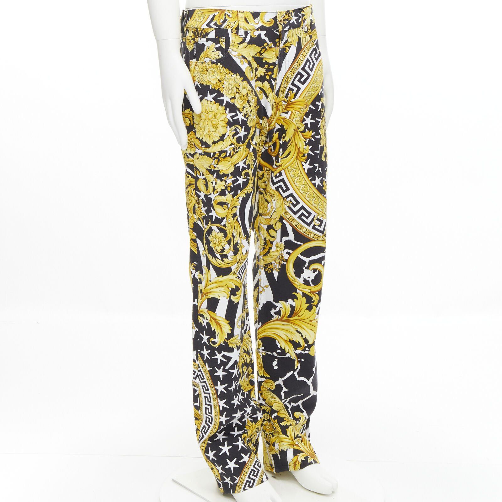 Versace new VERSACE 2019 Runway Savage Barocco gold Medusa stud jeans IT32 Size US 30 / EU 46 - 3 Thumbnail
