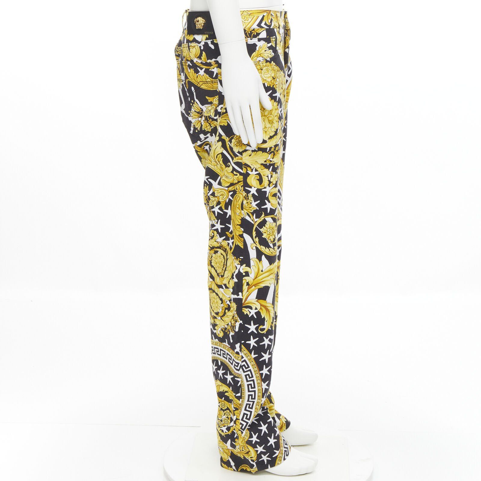 Versace new VERSACE 2019 Runway Savage Barocco gold Medusa stud jeans IT32 Size US 30 / EU 46 - 4 Thumbnail