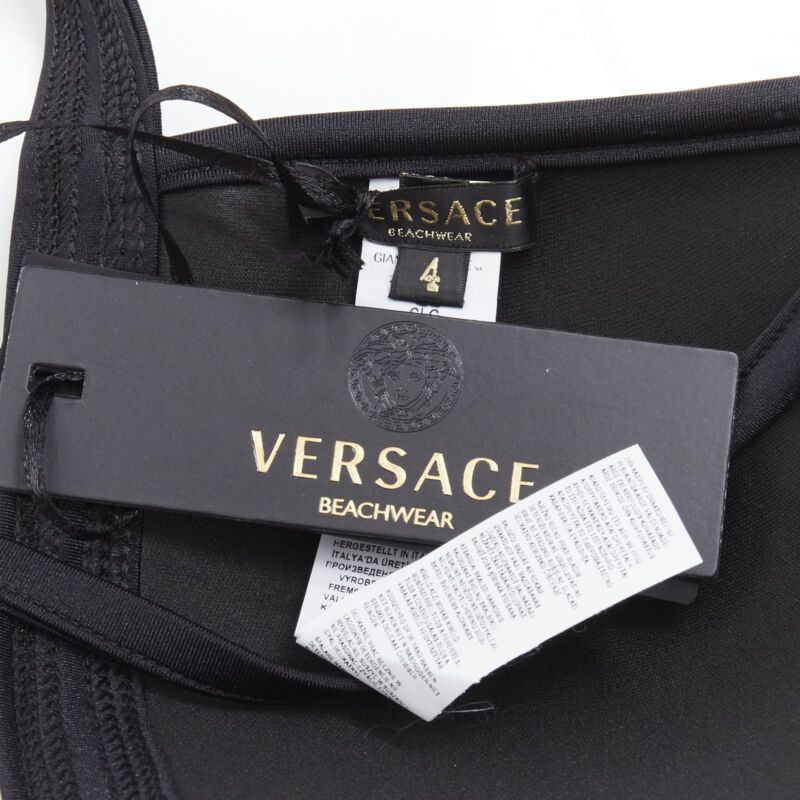 Versace new VERSACE Beachwear black padded gold Medusa button triangle bikini top Sz.4 M Size ONE SIZE - 8 Thumbnail