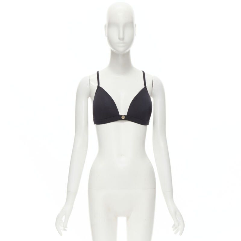 Versace new VERSACE Beachwear black padded gold Medusa button triangle bikini top Sz.4 M Size ONE SIZE - 9 Thumbnail