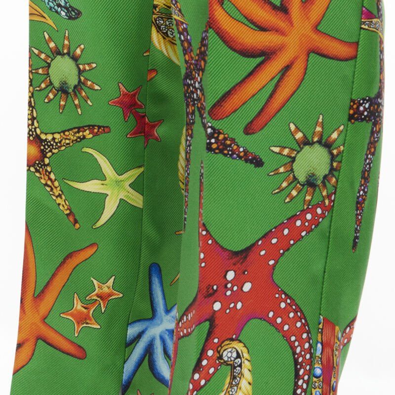 Versace new VERSACE 2021 Tresor De La Mer Runway green starfish print pants IT38 XS Size 26" / US 2 / IT 38 - 7 Thumbnail