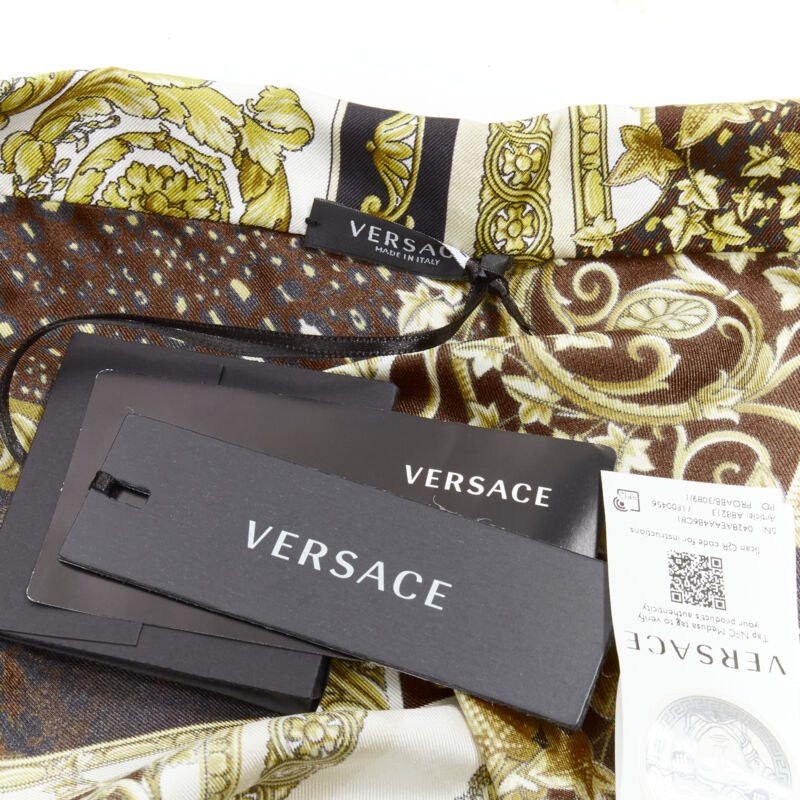 Versace new VERSACE 2021 Mosaic Barocco 100% silk print wrap tie cropped shirt IT38 XS Size XS / US 0-2 / IT 36-38 - 8 Thumbnail