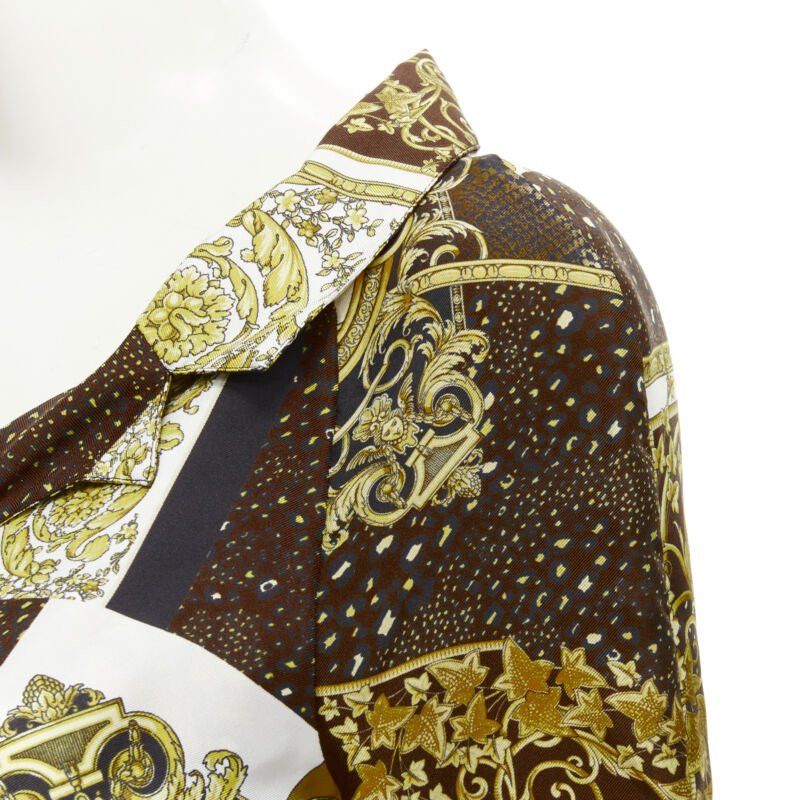 Versace new VERSACE 2021 Mosaic Barocco 100% silk print wrap tie cropped shirt IT38 XS Size XS / US 0-2 / IT 36-38 - 7 Thumbnail