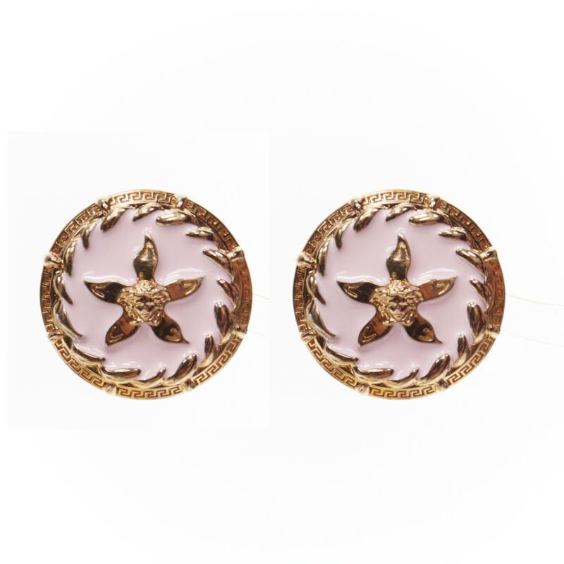 Versace VERSACE 2021 Runway Tresor De La Mer pink enamel gold Greca starfish earring Size ONE SIZE - 2 Thumbnail