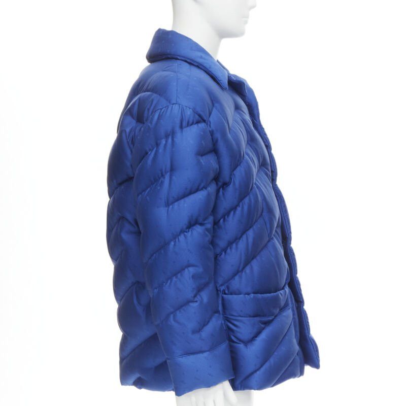Fendi new FENDI 2021 Runway 100% silk blue logo goose down puffer jacket IT48 M Size US M / EU 48-50 / 2 - 4 Thumbnail