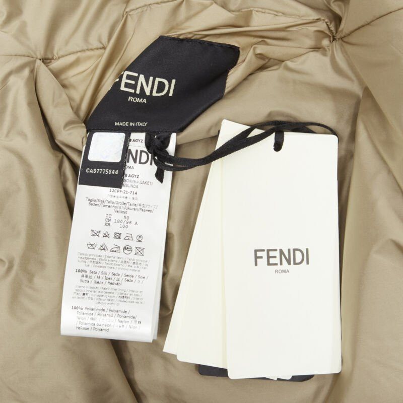 Fendi new FENDI 2021 Runway 100% silk blue logo goose down puffer jacket IT48 M Size US M / EU 48-50 / 2 - 8 Thumbnail