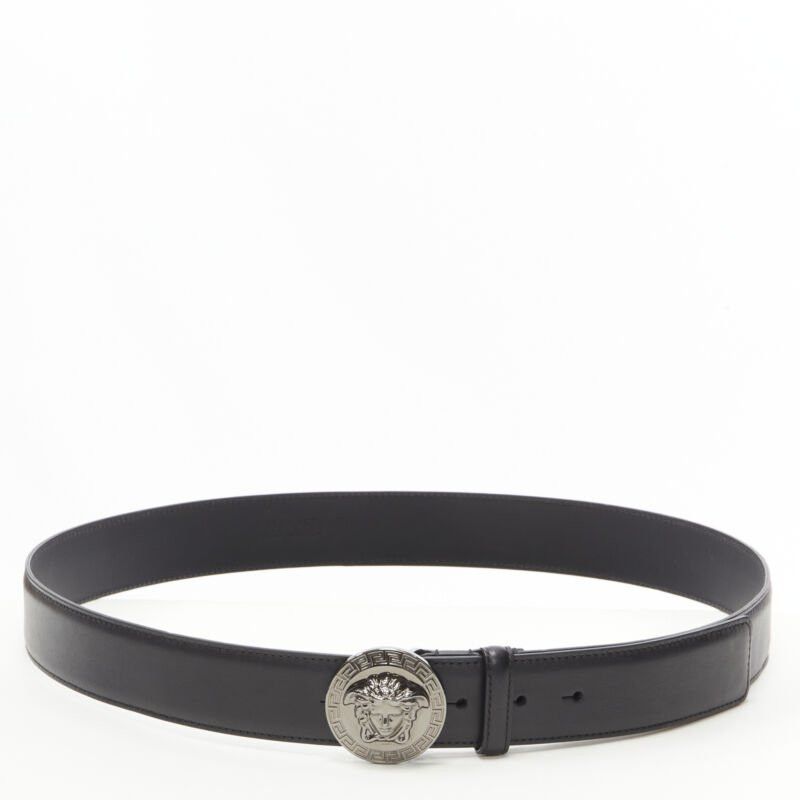 Versace new VERSACE Medusa Medallion Coin silver buckle black leather belt 115cm 44-48" Size ONE SIZE - 3 Thumbnail
